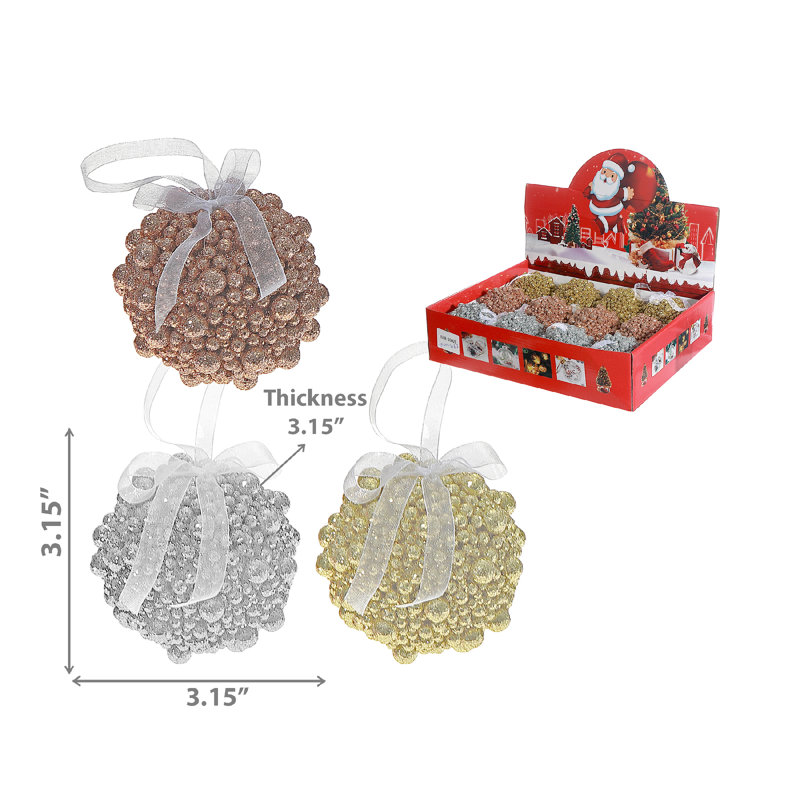 Ornement boule scintillante perlée (assorti) (12 / disp) - ensemble de 12