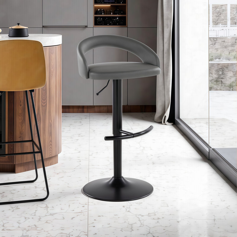 Tabourets de bar pivotants réglables avec repose-pieds - Ensemble de 2/3 pour les espaces modernes, Noir, Gris, 3
