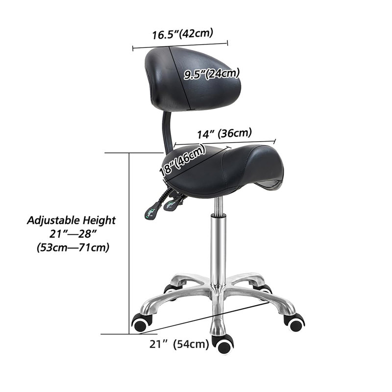 Chaise roulante avec dossier, Noir