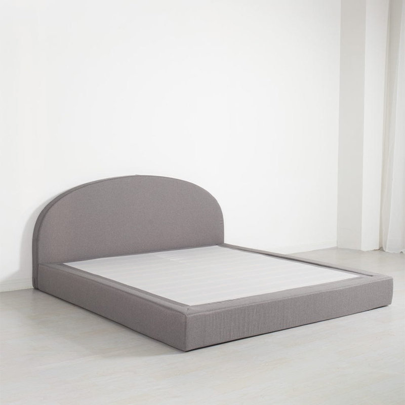 Linen Bed Frame With Headboard, Kingsize (5'), Grey