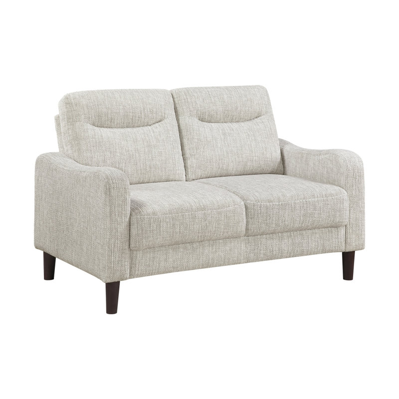 Ensemble de canapé transitionnel 2 pièces avec causeuse en chenille taupe et sièges confort en bois massif, Taupe