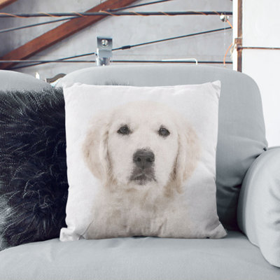 Golden Retriever Puppy Painting Cushion with Filling
