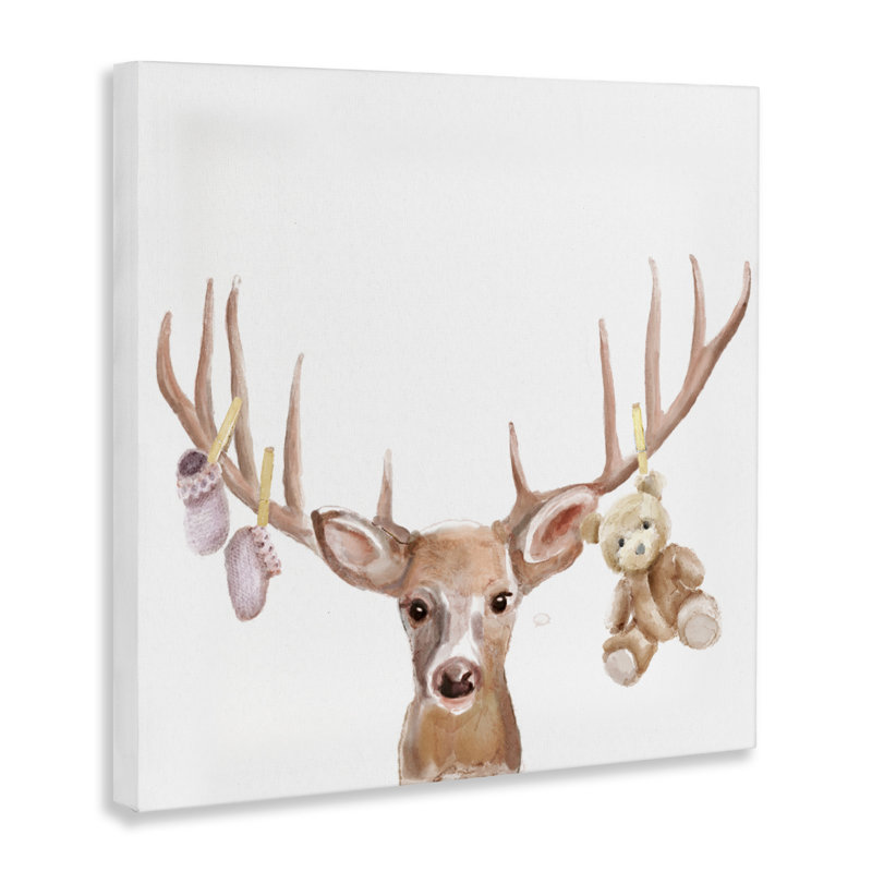 «Baby Girl Deer Antler», toile par Ali Lynne, H 17 po x l 17 po