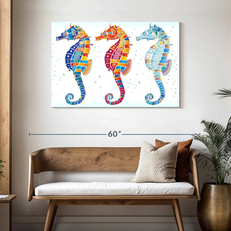 Trio d'hippocampes Brampt, H 30 po x l 45 po