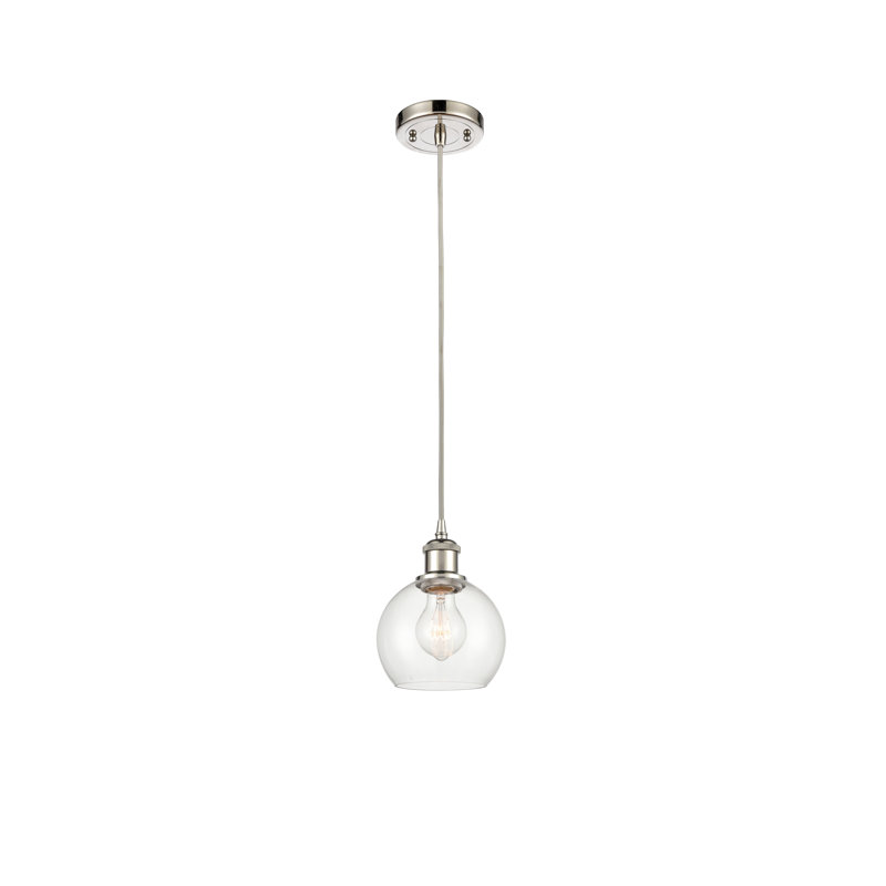 Luminaire suspendu sphérique 1 lumière Roxane, Ampoule non incluse, Nickel poli