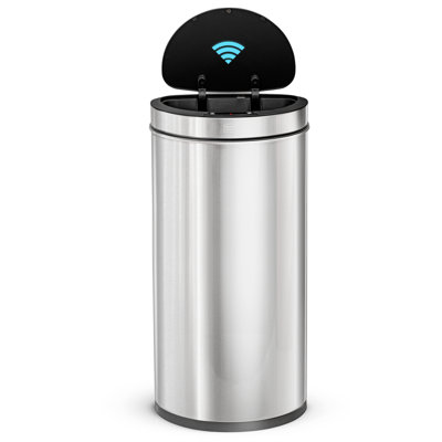 Poubelle de cuisine avec couvercle automatique 6 gallons avec couvercle automatique Home Zone Living, acier inoxydable, argent