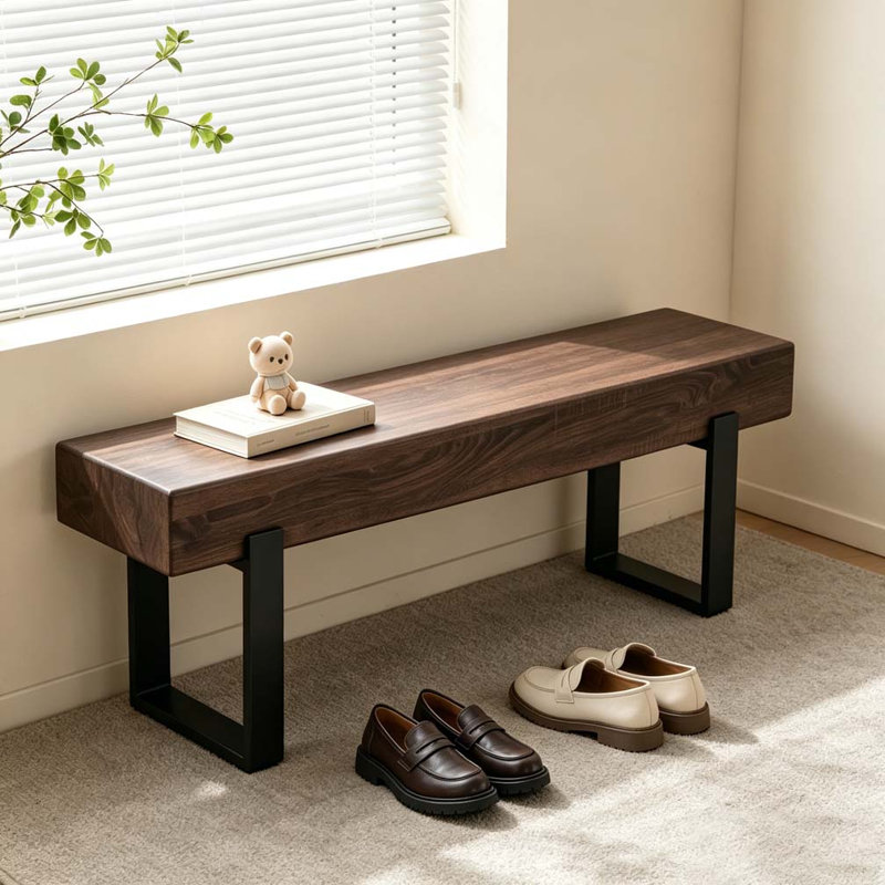 59" Dining Bench, Black + Dark Walnut