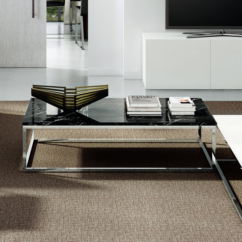 Table basse Union Point, Black Marquina, Chrome