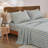 Blue & Yellow Striped Sheet Set King Size, 100% Cotton Fitted Sheet Set with Deep Pockets, Crisp Cool Feeling, Ribbon Stripes Design, 4-Piece All Season Bedding-123229402-123229398