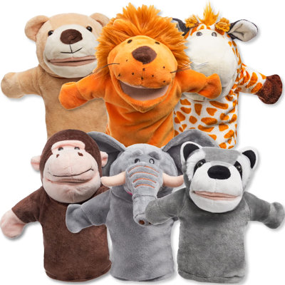 6 pièces marionnette à main pour enfants avec bouche, tout-petit animal en peluche pour théâtre, cadeaux d'anniversaire, bourreaux de panier de Pâques