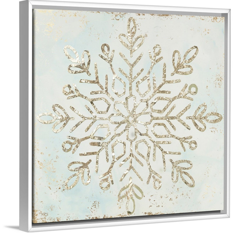 Glistening Snowflake I - reproduction d'art sur toile, Cadre blanc, H 18 po x l 18 po x P 1,75 po