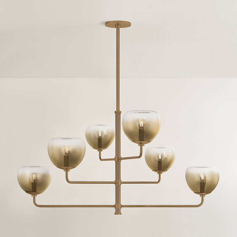 Troy Lighting August Chandelier in Patina Brass, 17.25" H x 34" W x 34" D, 6 Lights