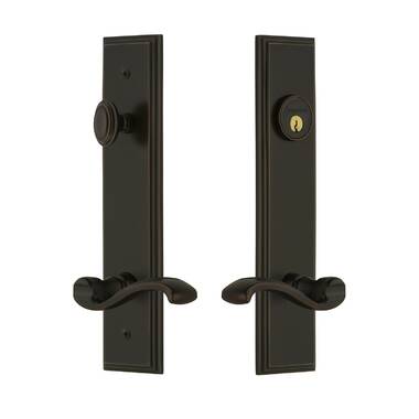 Fifth Avenue Tall Plate Entry Set with Bellagio Lever in Lifetime Bras -  Grandeur Hardware