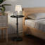 Table d'appoint ronde pour petits espaces, table de bout moderne avec base en bois épaissie et pieds en métal robustes pour le salon, la chambre à coucher, les coins étroits-496667710-496667706