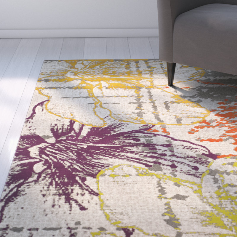 Tapis floral Charis Porcello Performance, Tapis de couloir 2 pi 4 po x 6 pi 7 po