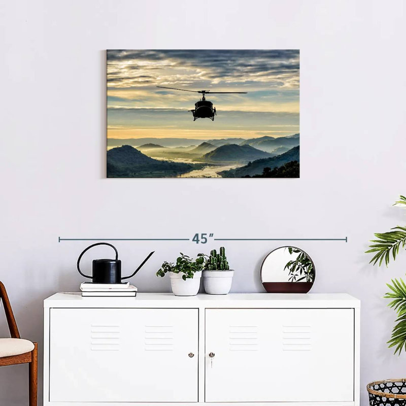 Mehar Helicopter Over Valley, 20" H x 30" W