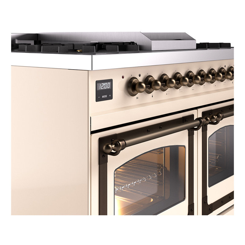 ILVE Nostalgie II Noblesse 40 in Dual Fuel Range, Antique White/Bronze, Liquid Propane