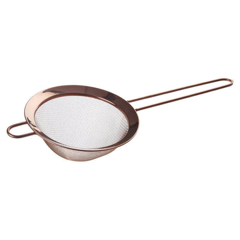 Canora Grey Dobson Mesh Food Strainer, 8cm H x 33cm W x 14cm  D, Rose Gold