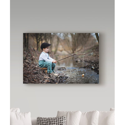 «Child Fisherman» de Mumtaz, reproduction de photo sur toile tendue