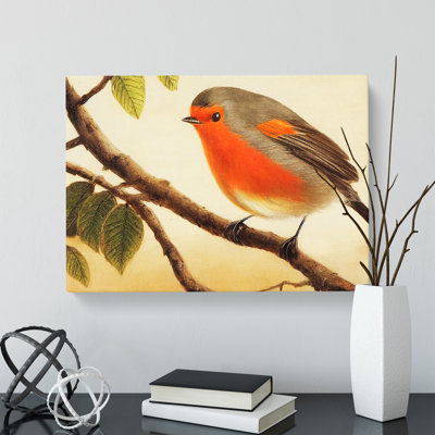 Contemporary Robin Bird - Wrapped Canvas