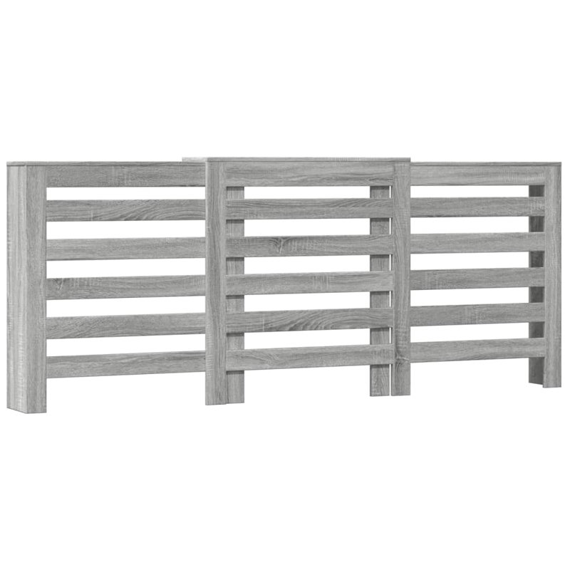 Couvercle de radiateur en bois d'ingénierie Vidaxl, H 81 po x l 33 po x P 8 po, Gris Sonoma, Lattes horizontales