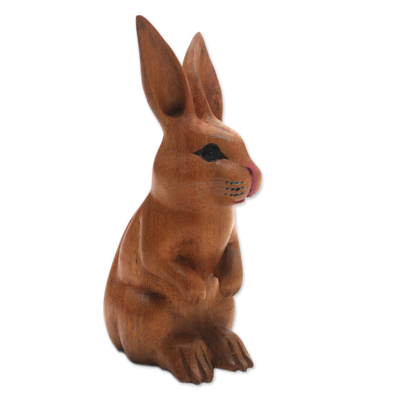 Sculpture de lapin mignon fait à la main, Brun