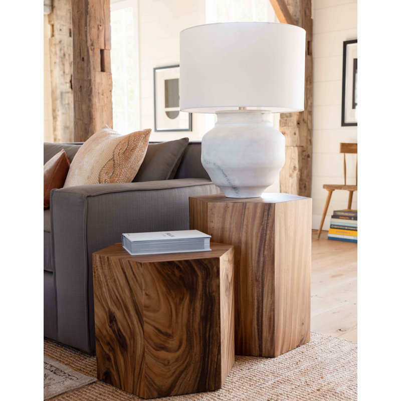 Honey Comb Solid Wood Block End Table, 24" H x 20.5" W x 18" D