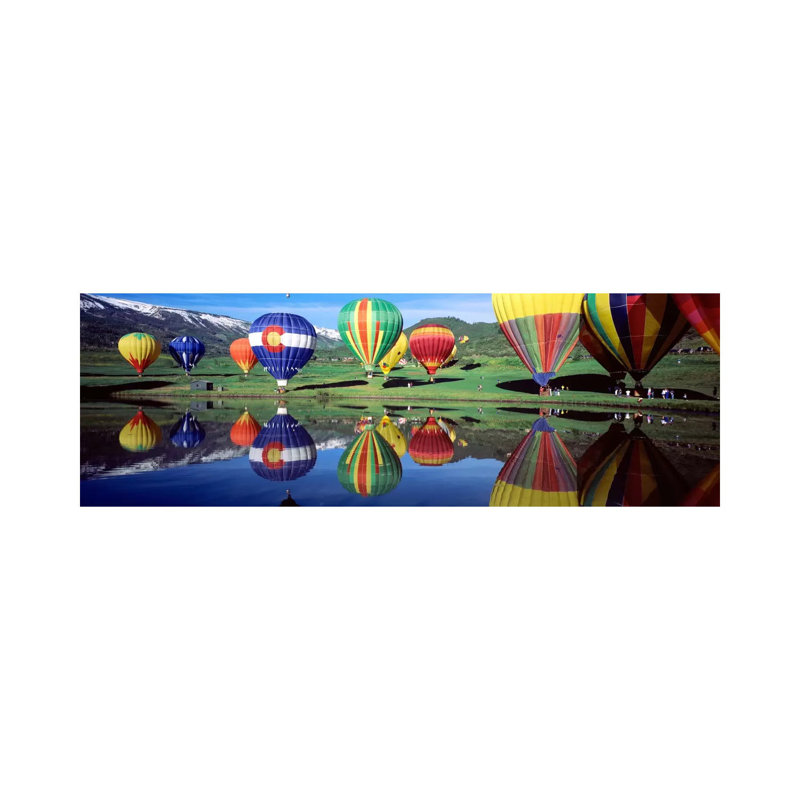 Reflection Of Hot Air Balloons On Water, Colorado, USA by Panoramic Images - Wrapped Canvas Panoramic Gallery-Wrapped Canvas Giclée