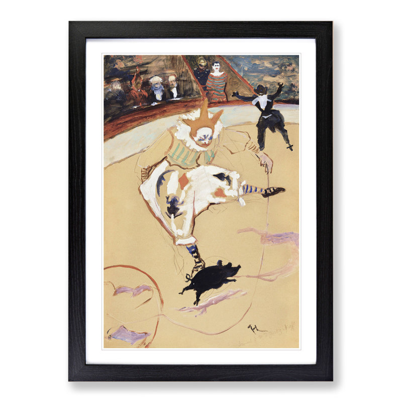 Clown at the Circus Fernando by Henri de Toulouse-Lautrec - Picture Frame Painting, Black Framed, 48cm H x 36cm W x 2cm D