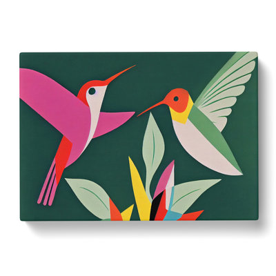 Hummingbirds Abstract - Wrapped Canvas Painting