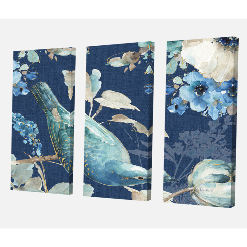Farmhouse «Indigold Bird Cottage Family IV», peinture à multiples images sur toile, H 40 po x l 60 po x P 1 po