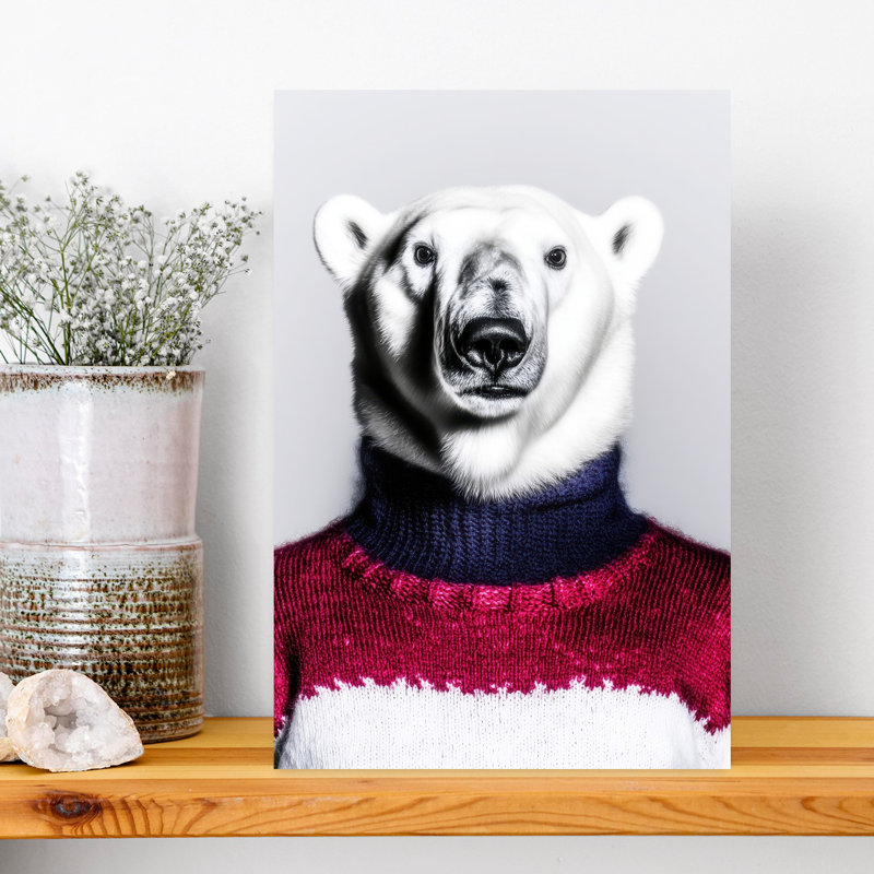 Élégant chandail d'ours polaire, H 18 po x l 12 po
