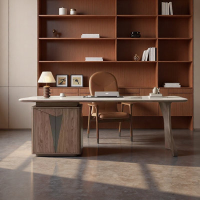 Sintered stone solid wood desk