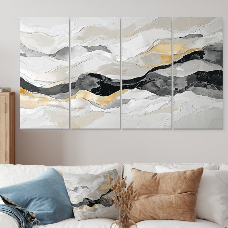 Gris gris peinture de rivière dérive, art cinétique - art mural cinétique - décoration murale moderne, H 28 po x l 48 po, 4