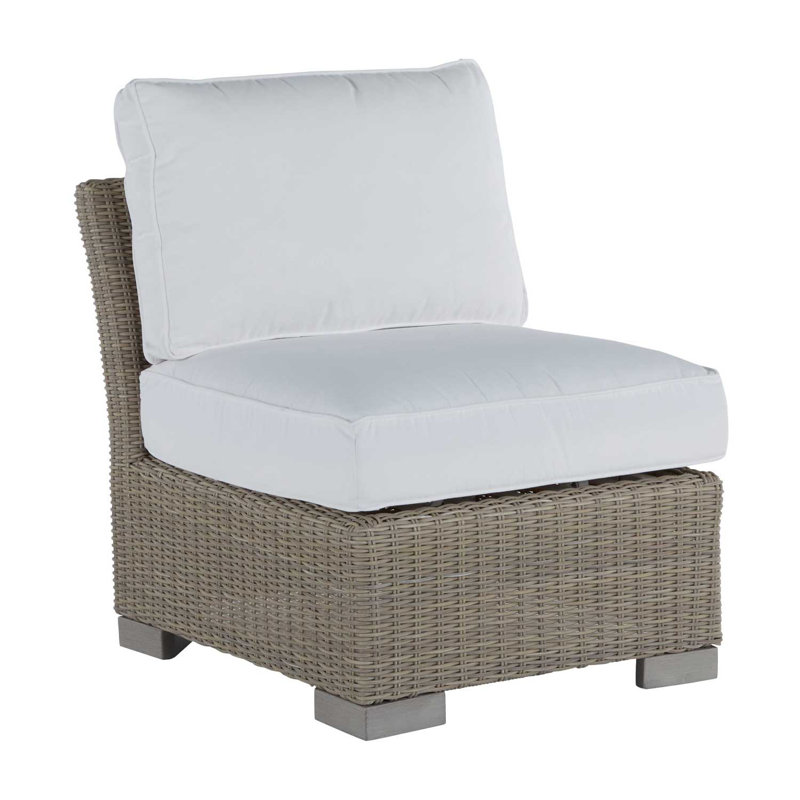 Club Patio Lounge Chair with Cushions, Oyster, Welt, Intermix Indigo