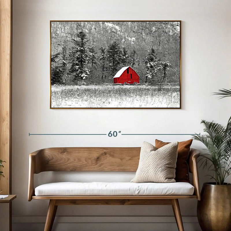 Grange d'hiver de Montréal, 46 po x 31 po, Cadre flottant doré