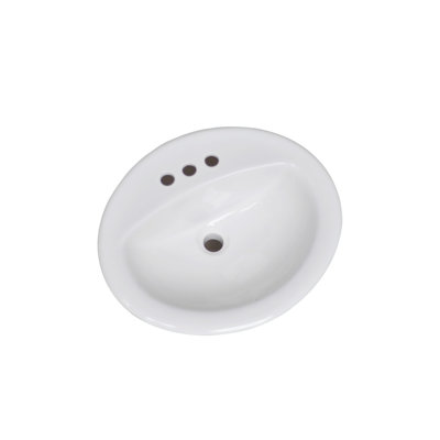 Ceramic Oval Drop-In Bathroom Sink with Overflow