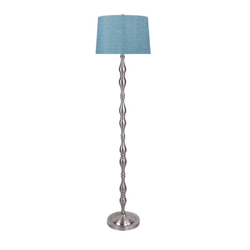 Lampe sur pied 65 po Matzke, Turquoise, Nickel brossé