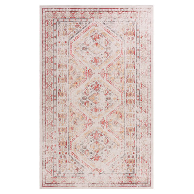 Washable Beige Area Rug 3x5, Low-pile Non-slip, Non-shedding For Dining Room Living Bedroom, & Pet 3x5 Rug, Non-slip Design, Stain Bedroom Office,