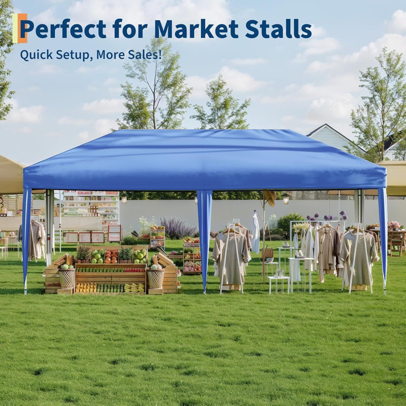 Abri d'extérieur imperméable 10 pi x 20 pi Pop Up Gazebo Tent, Marine, H 125,98 po x l 236,22 po x P 118,11 po