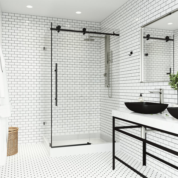 Elan E-class 48" W x 36" D x 82" H Sliding Frameless Shower Enclosure with 3/8" Clear Glass&Base