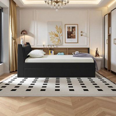 Twin Size Smart Daybed with Trundle, LED Lighting & Wireless Charging Storage Bed by Ivy Bronx
