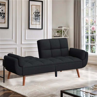 Tarantino Futon Sofa Bed Convertible Couch Modern Loveseat Sleeper Sofa for Living Room, Office by Alwyn Home