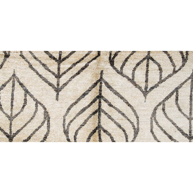 Hand-Knotted High-Quality Ivory and Black Area Rug