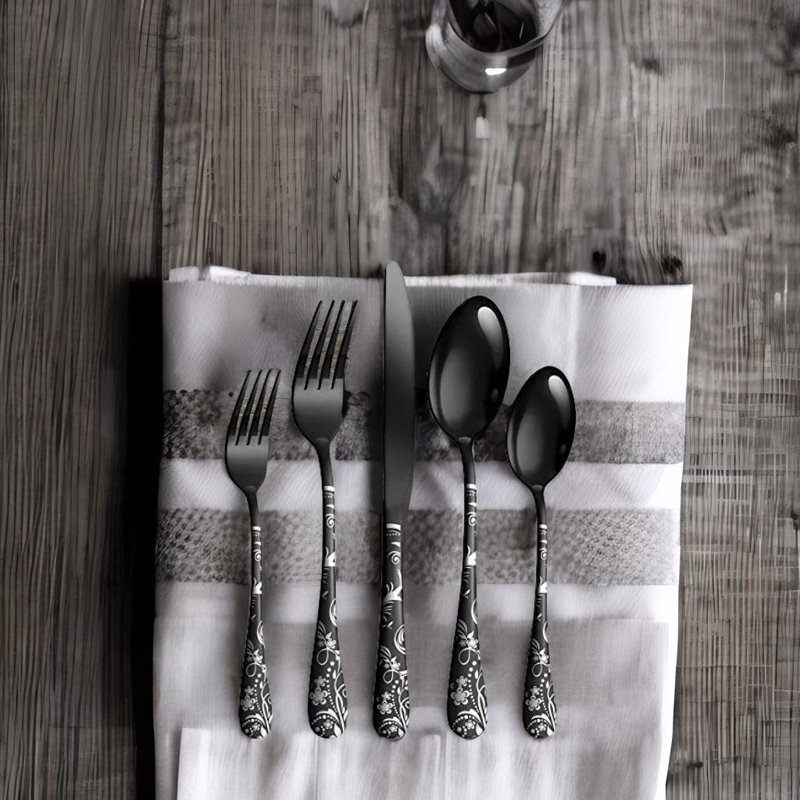 Red Barrel Studio® Coleden Stainless Steel Flatware Set - Service for 4, Black