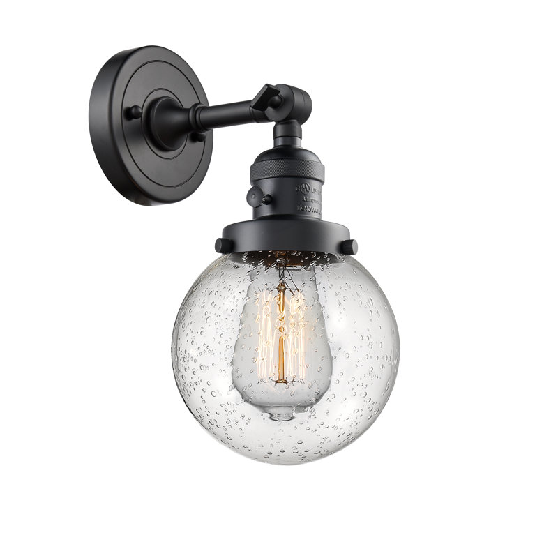 Cleorand Armed Sconce, Seedy, 3.5 Watt Vintage LED Bulb, Matte Black