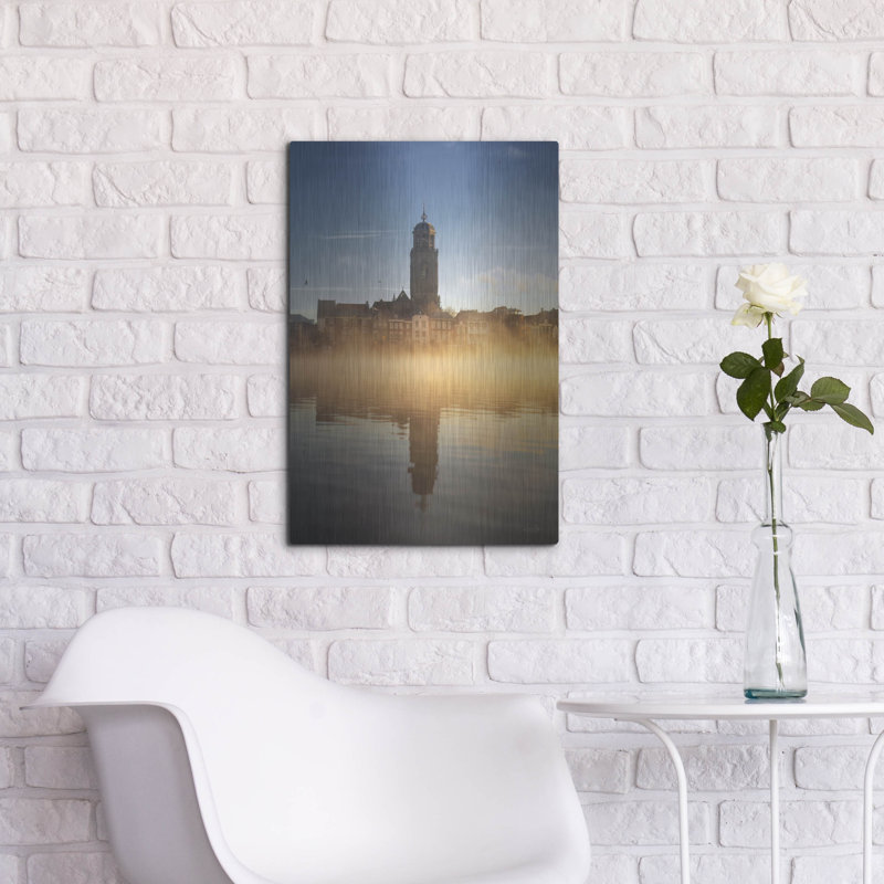  «Foggy Morning In Deventer 3» par Martin Podt, art mural en métal, 16 po x 24 po, H 24 po x l 16 po