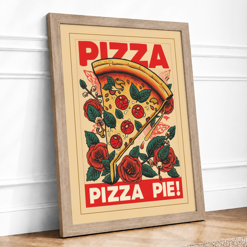 Pizza Pie Romance Retro - Framed Print, Oak, A3 - 42.0 x 29.7 cm