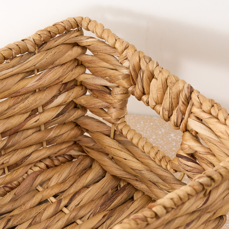 Bay Isle Home™ Ludmilla Rectangular Multi Purpose Water Hyacinth Baskets with Handles - 16" x 12" x 13"