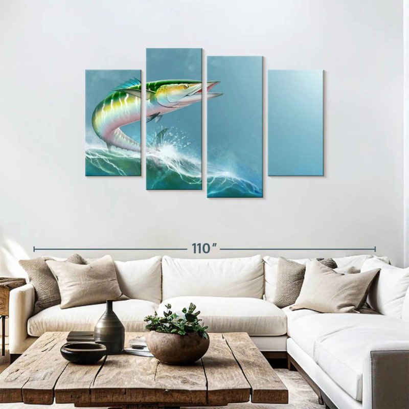 Brampt Wave Riding Wahoo Fish, 48" H x 75" W
